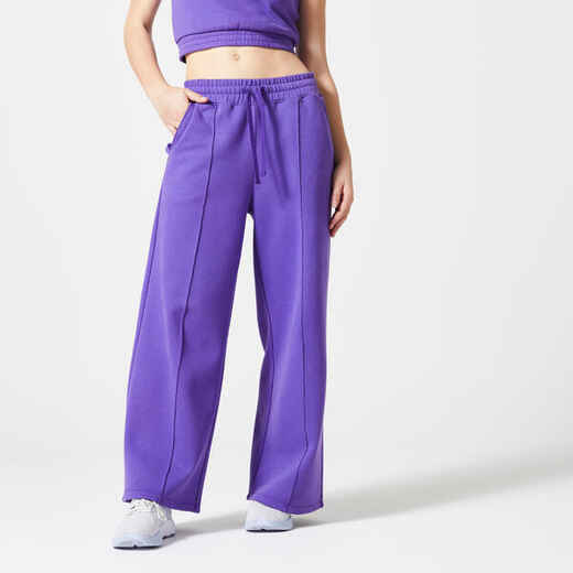 500 women's warm running/jogging trousers - purple