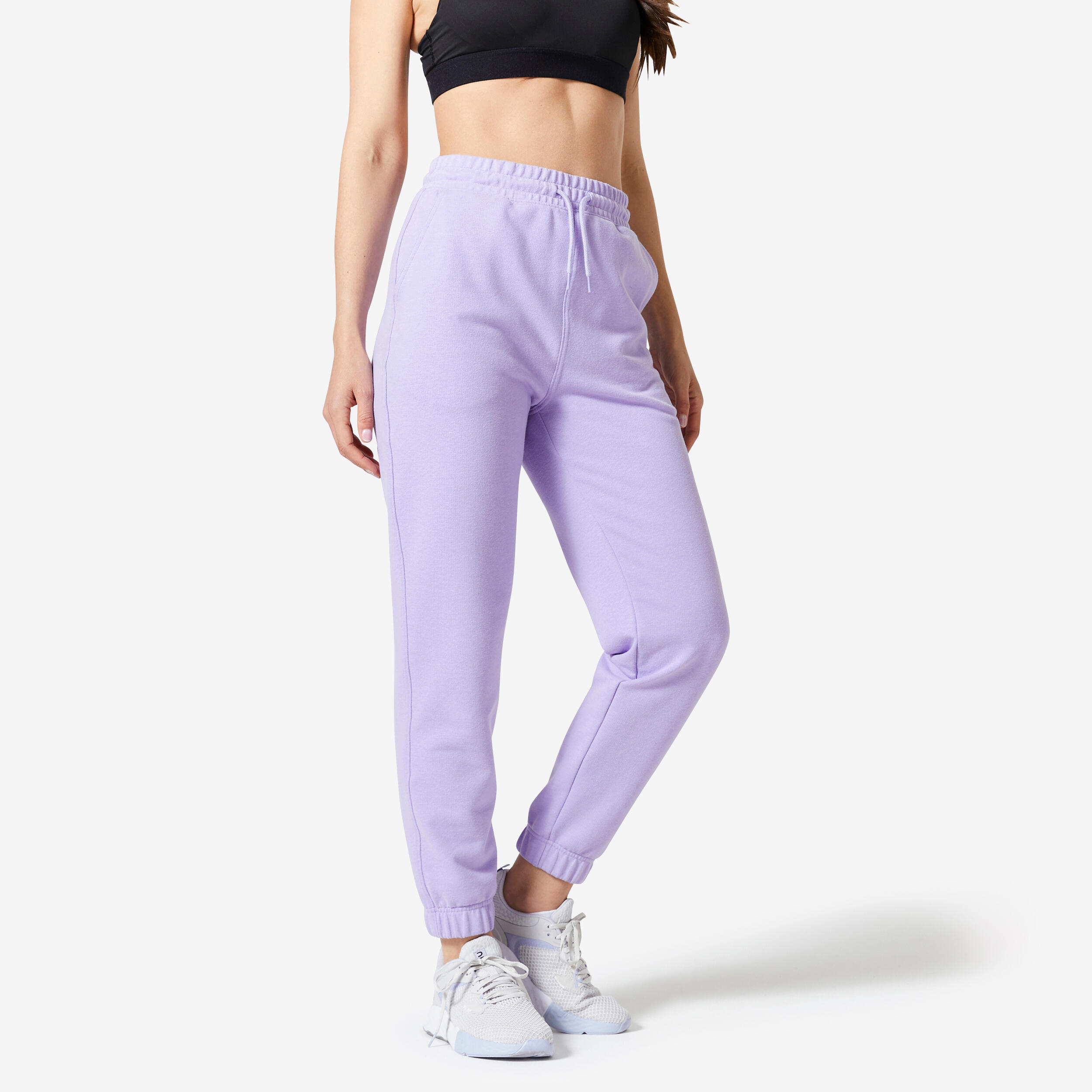 DOMYOS Women's Regular-Fit Fitness Bottoms 500 Essentials - Purple