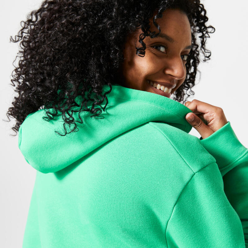 Sudadera Fitness 500 Mujer Verde Capucha Cálida