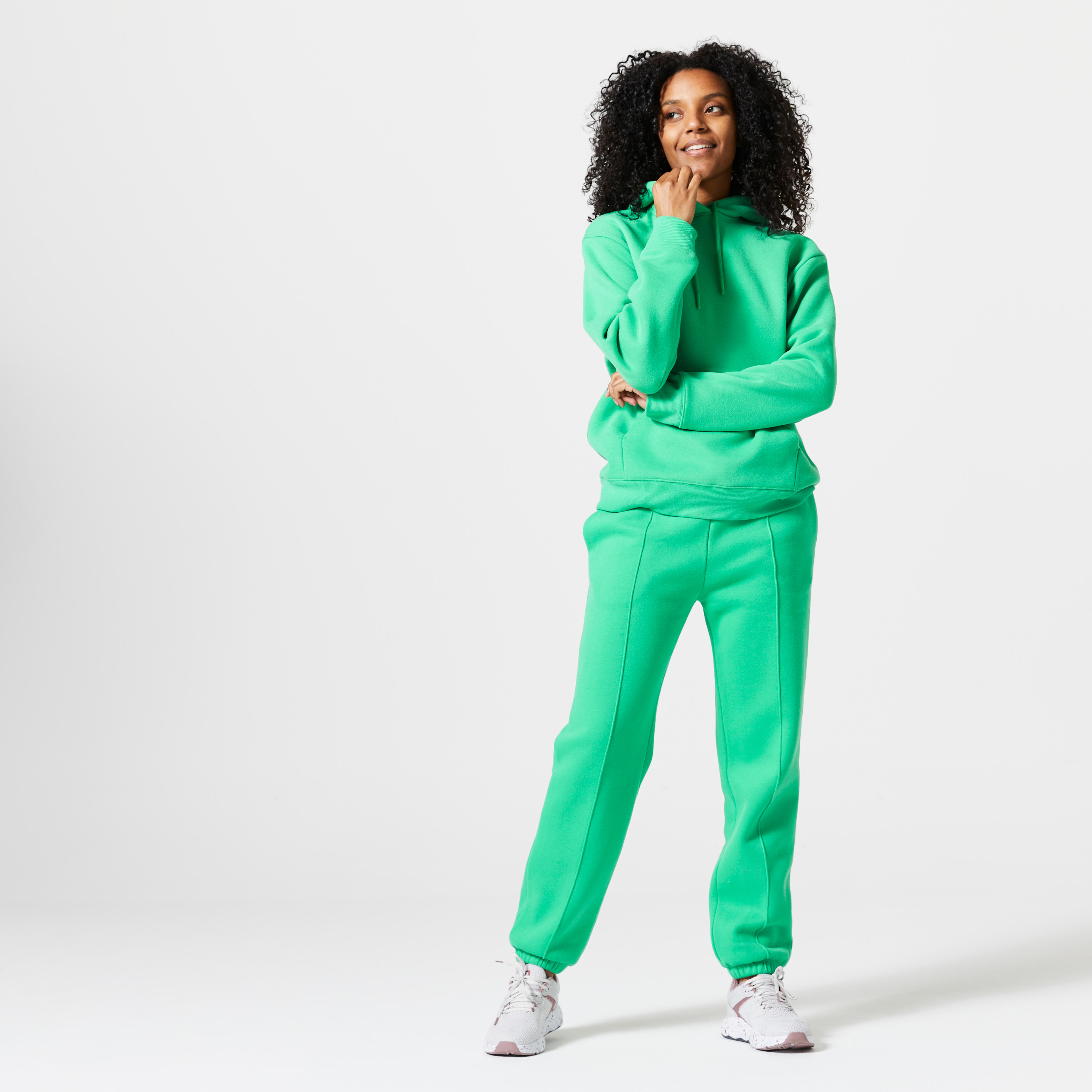 Women's Sweatshirt With Hood For Gym 500- Green