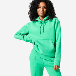 Sudadera Fitness 500 Mujer Verde Capucha Cálida