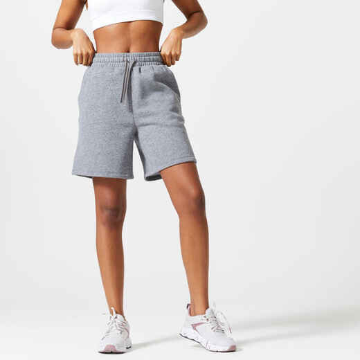 Women's Fleecy Fitness Shorts 520 - Mottled Grey