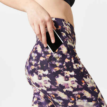 Moteriškos kūno rengybos tamprės „520“, tamsiai violetinės, su raštais