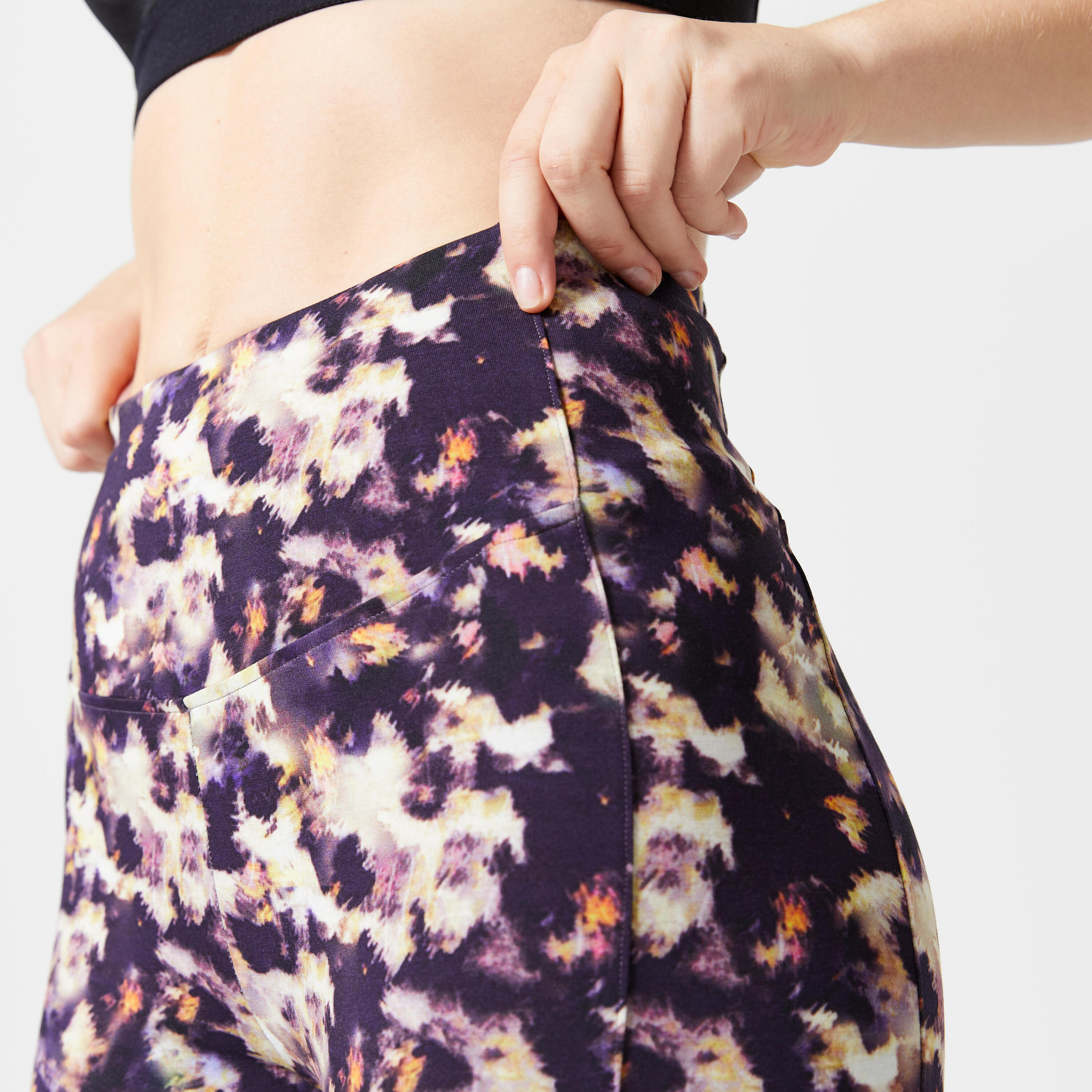 Mallas Leggings Fitness 520 Mujer Estampado Violeta Oscuro Moldeador 4/6