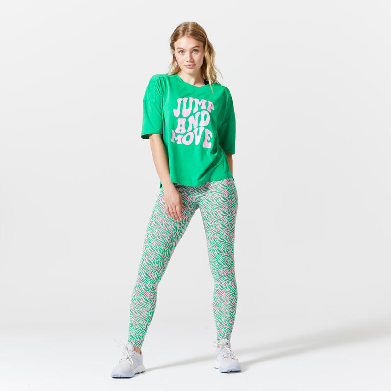 Legging de fitness en coton femme, jaune, vert trèfle et rose clair