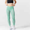Women's Slim-Fit Fitness Leggings Fit+ 500 - Green/Pink Print