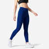Tajice za fitness Fit+ 500 Slim-Fit ženske plavo-crne s printom