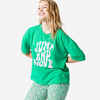 Women's Loose-Fit Fitness T-Shirt 520 - Green Print