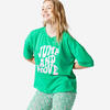 Fitness T-shirt voor dames loose fit 520 groen met opdruk