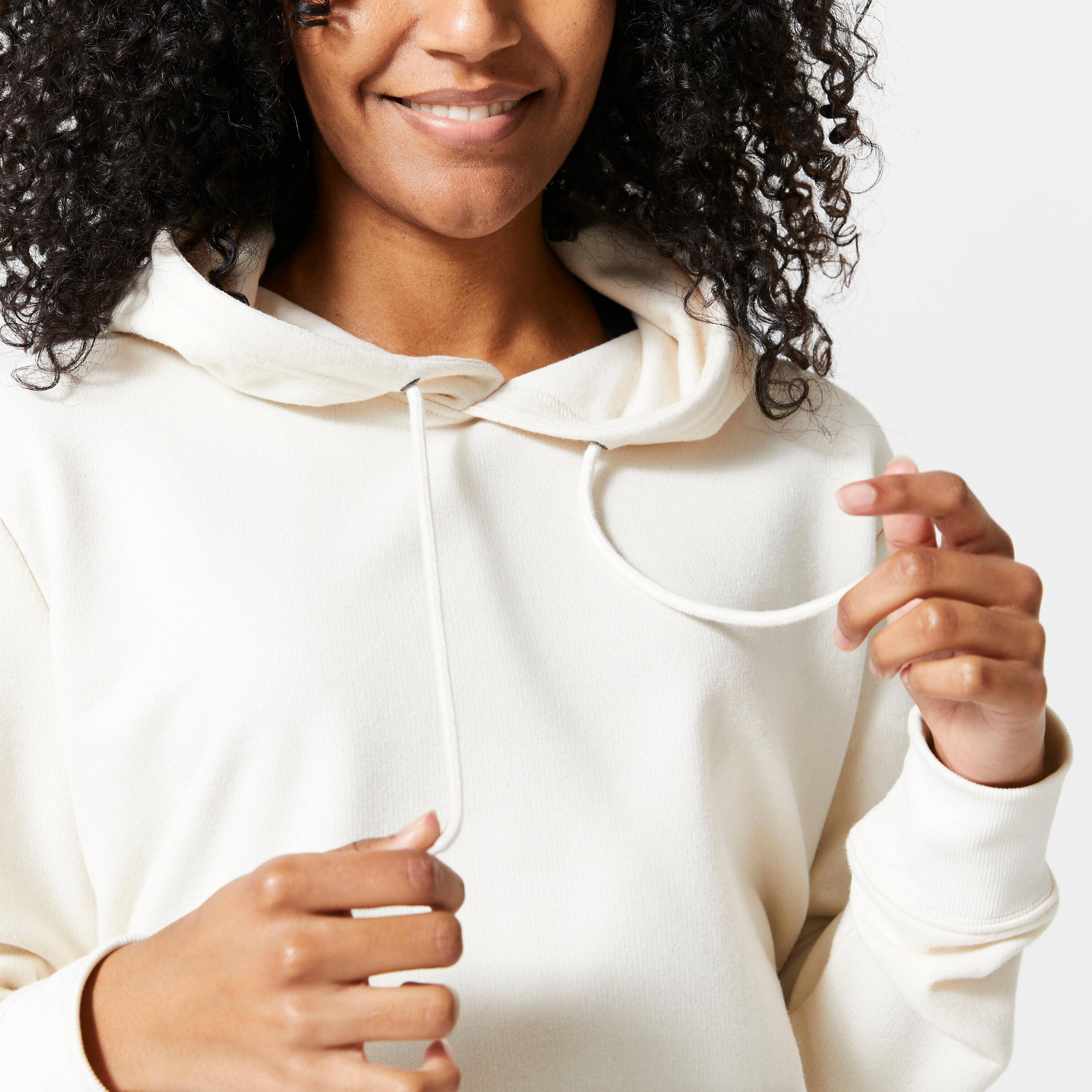 Women's Sweatshirt Hoodie 500 No Dye-White -  4
