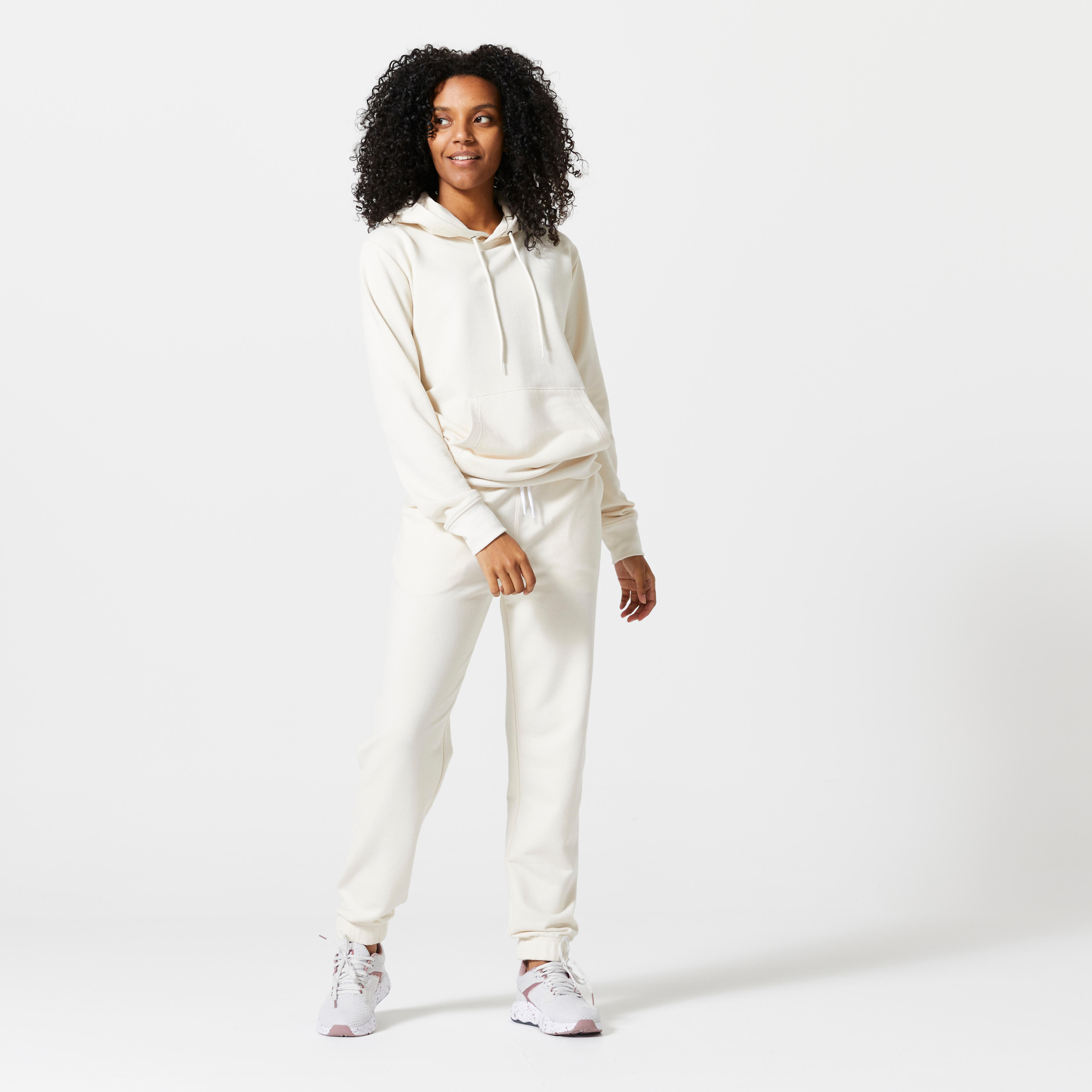 Women's Sweatshirt Hoodie 500 No Dye-White