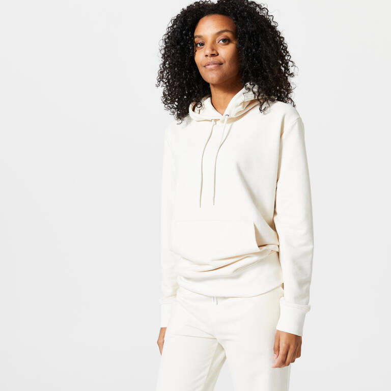 Women's Sweatshirt Hoodie 500 No Dye-White