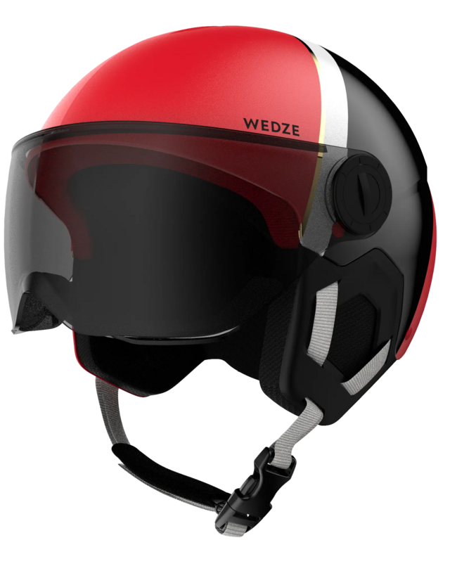 CHILDREN'S H-KID 550 SKI HELMET WITH VISOR Red and black