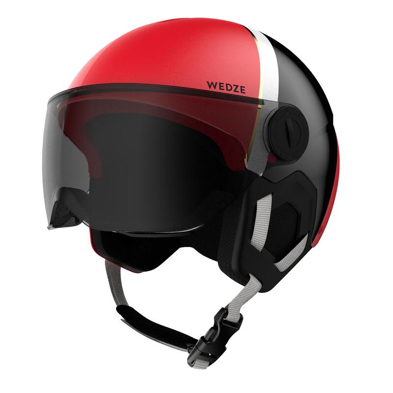 Casco sci visiera bambino 500 rosso e nero