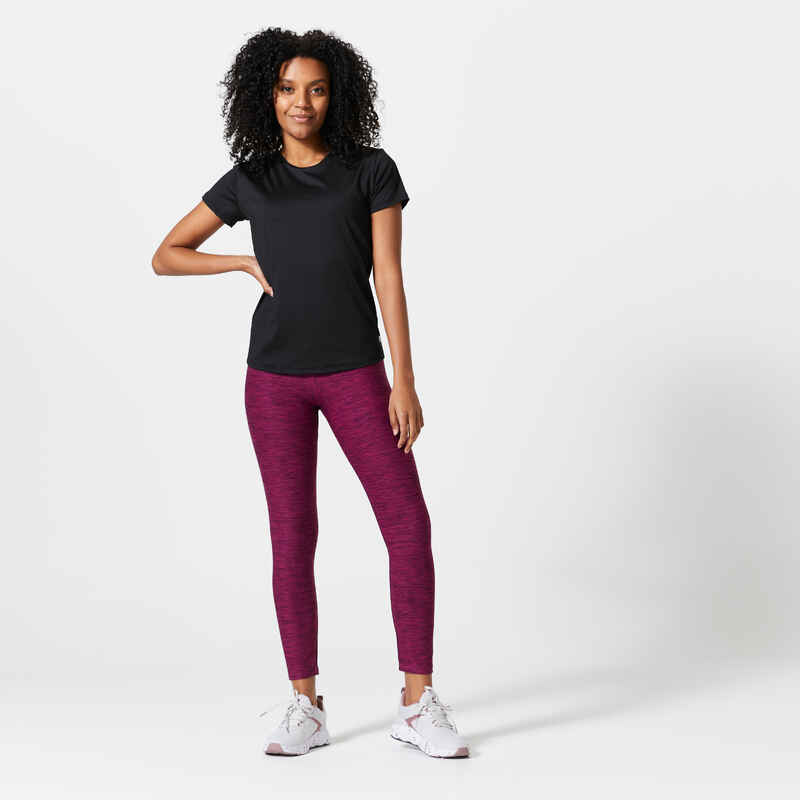 Women's Short-Sleeved Cardio Fitness T-Shirt - Black