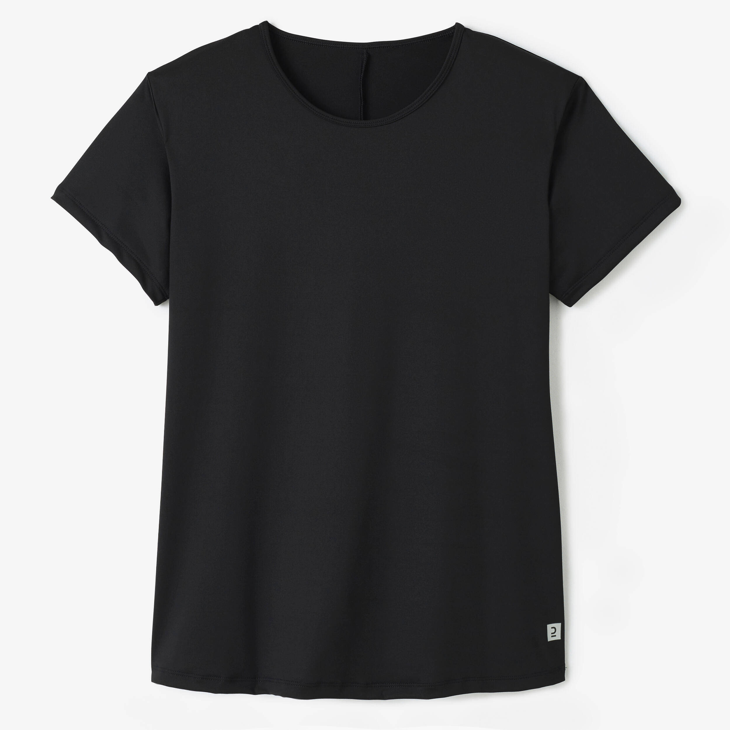 Short Sleeves Fit Women's Basic T-Shirt-Smoked Black -  3