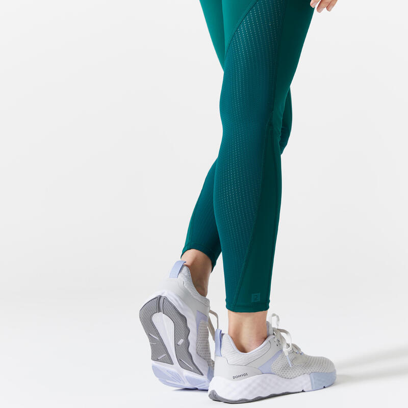 Legging taille haute gainant Fitness Cardio Femme Vert