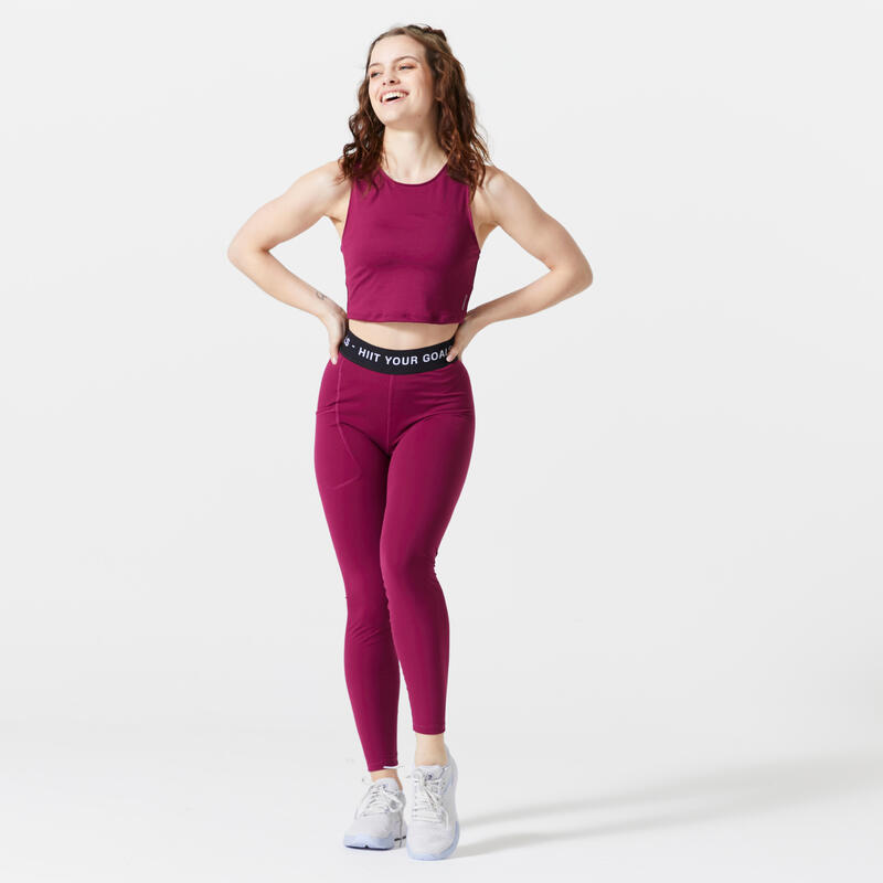 Crop top voor cardiofitness dames paars