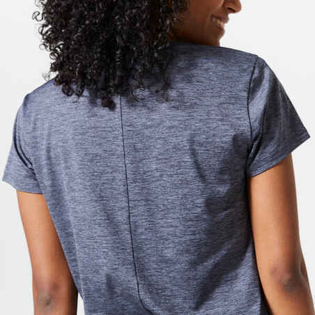 Women's Short-Sleeved Cardio Fitness T-Shirt - Mottled Grey