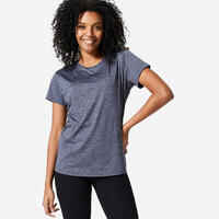 Women's Short-Sleeved Cardio Fitness T-Shirt - Mottled Grey