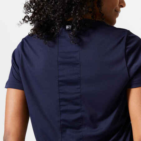 חולצת טי קצרה לאימון קרדיו, נשים - כחול נייבי