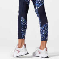 Women's phone pocket fitness high-waisted leggings, blue print