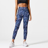 Women Gym Leggings Polyester With Phone Pocket - Blue Print