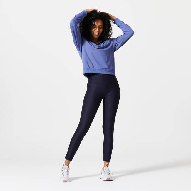 Women Gym Leggings Polyester With Phone Pocket - Blue