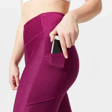 Moteriškos kūno rengybos tamprės su telefono kišene, rožinės, purpurinės