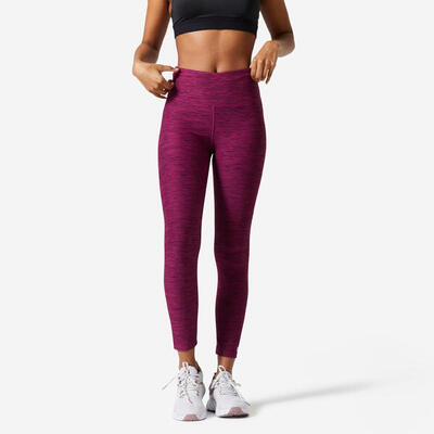 Dameslegging voor cardiofitness hoge taille gemêleerd paars
