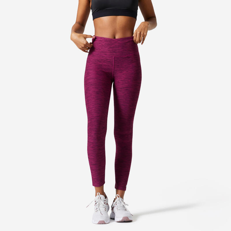 Mallas Leggings fitness algodón efecto vientre plano Mujer Domyos