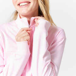 Women's Cardio Fitness Long-Sleeved Cropped Sweatshirt - Light Pink