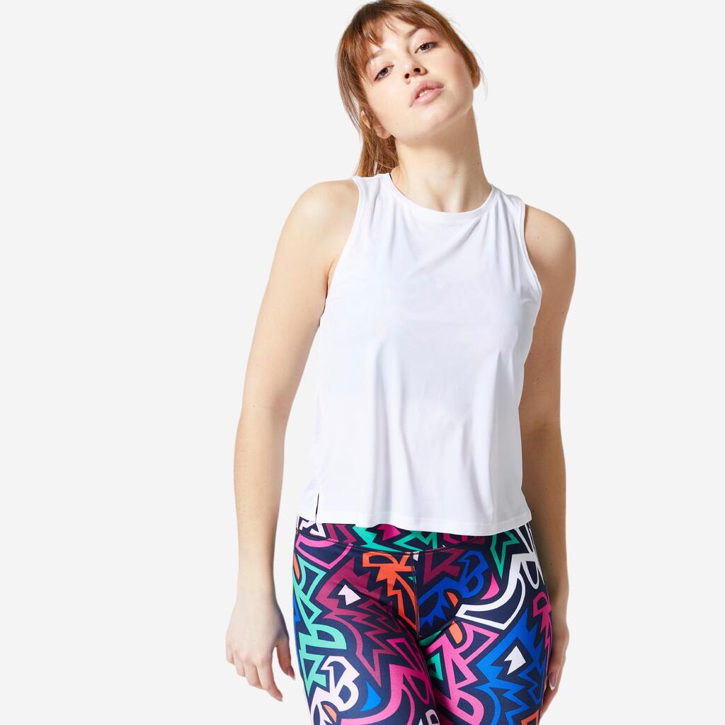 Bela ženska majica brez rokavov 