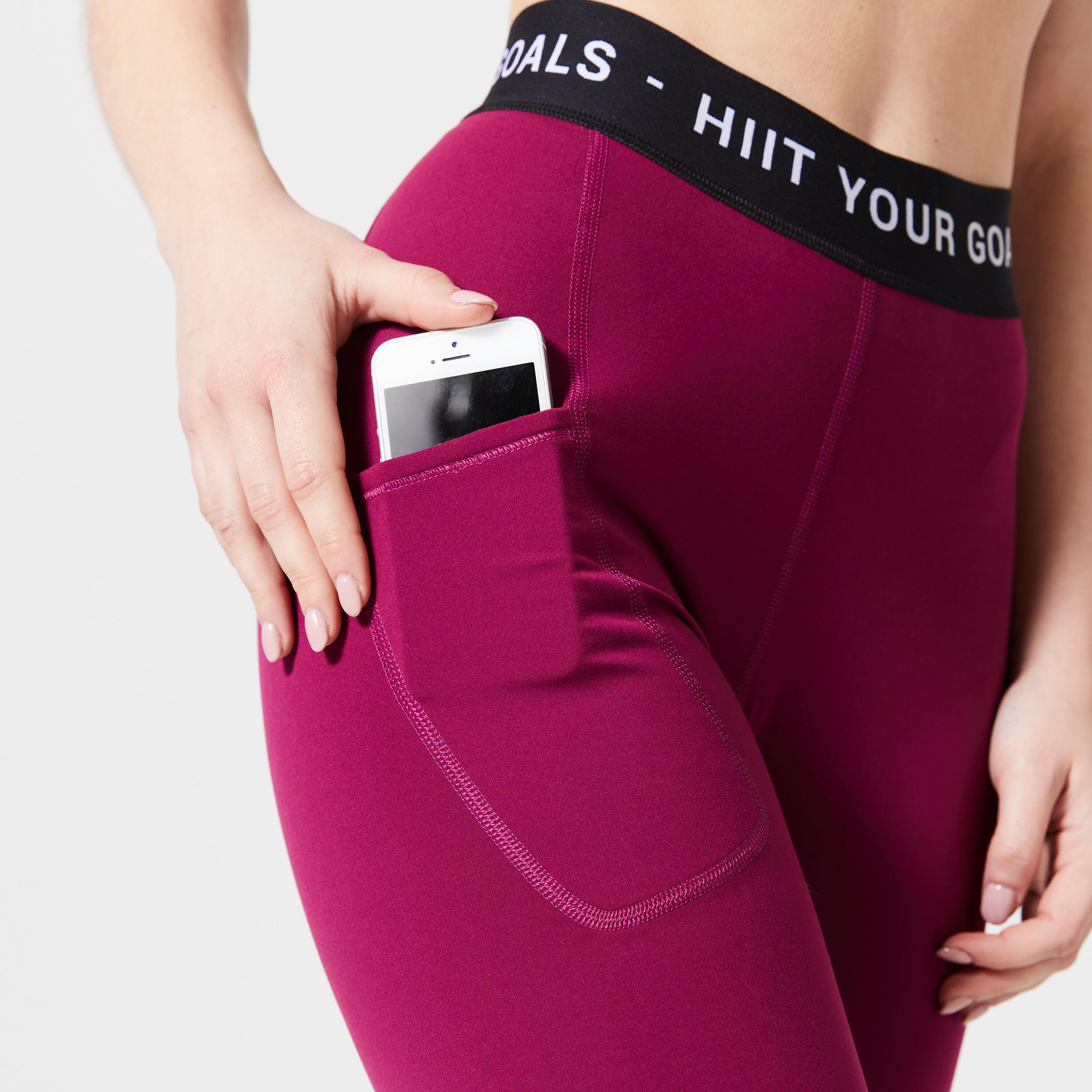 Women's high-waisted 7/8 sports leggings, dark purple 5/6
