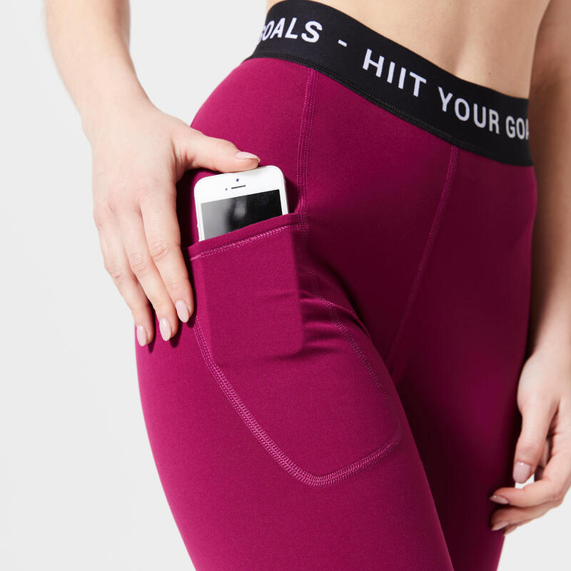 Comfortabele en zachte dameslegging voor cardiotraining bietenrood