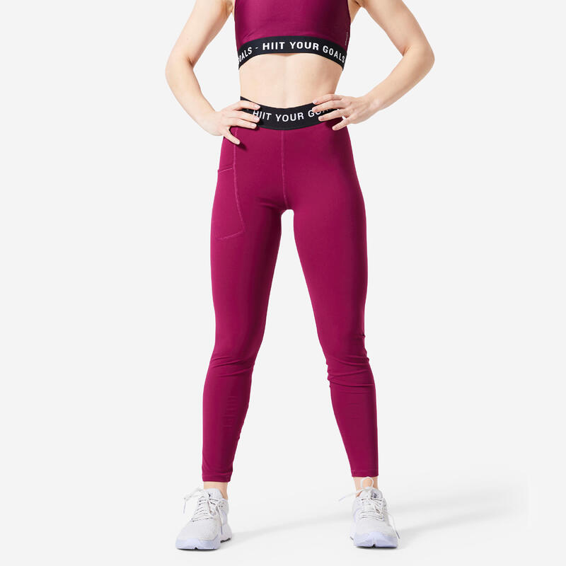 Comfortabele en zachte dameslegging voor cardiotraining bietenrood