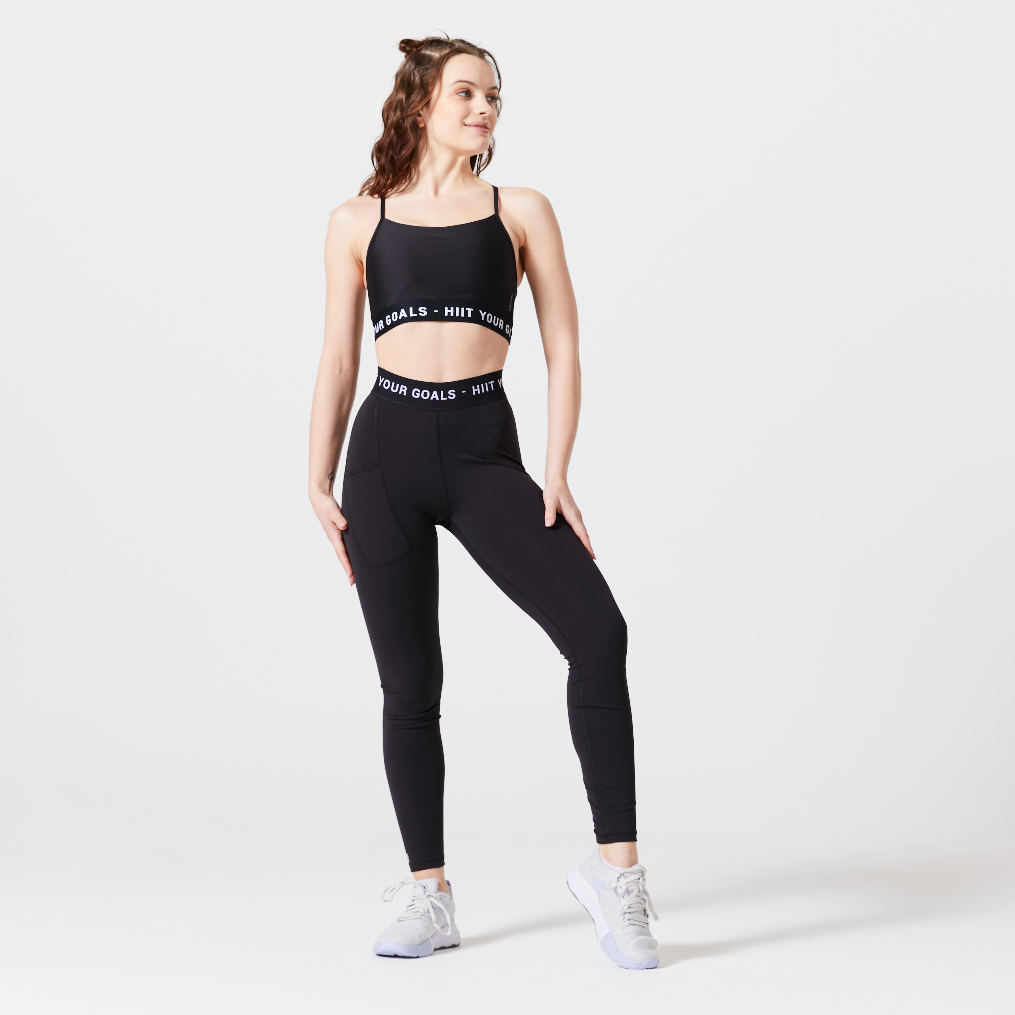 Women Gym Leggings with Phone Pocket Black