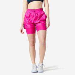 Pantalón Corto Fitness Cardio Mujer Rosa 2 En 1