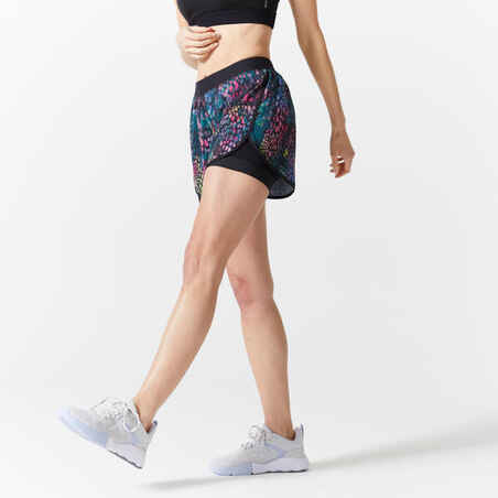 Short de fitness 2 en 1 para Mujer Domyos 900 multicolor