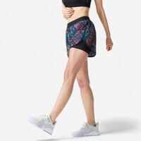 Pantalón Corto 2 En 1 Fitness Cardio Mujer Estampado Antirrozaduras