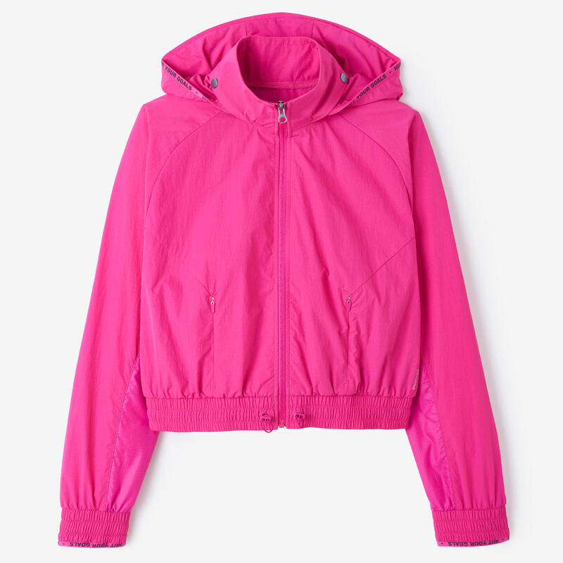 Chaqueta Capucha Fitness Cardio Mujer Rosa