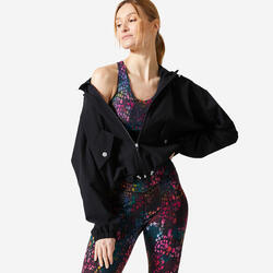 Chaqueta Capucha Holgada Fitness Negro