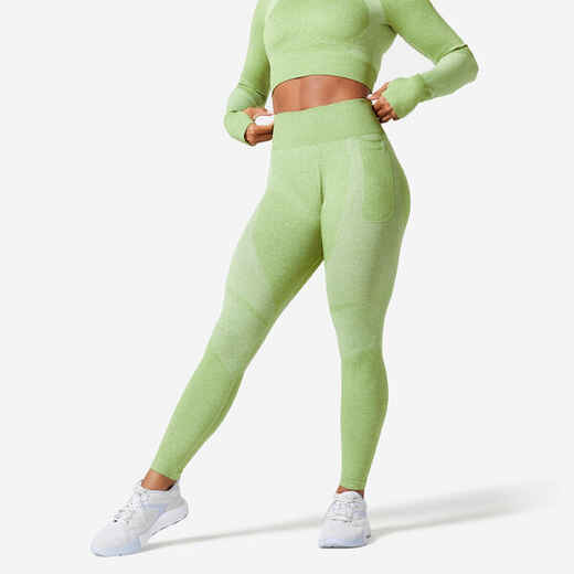 
      High-Waisted Seamless Fitness Leggings with Phone Pocket - Green
  