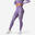 Naadloze fitness legging met hoge taille en smartphonezakje auberginepaars