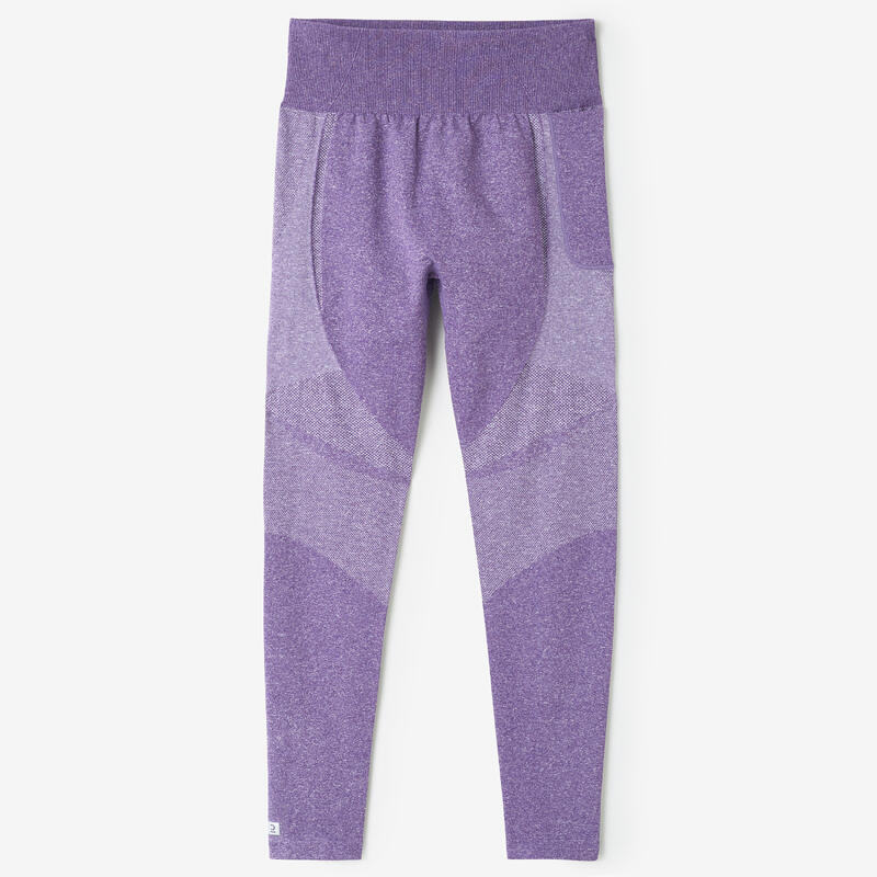 High-Waisted Seamless Fitness Leggings with Phone Pocket - Aubergine Purple