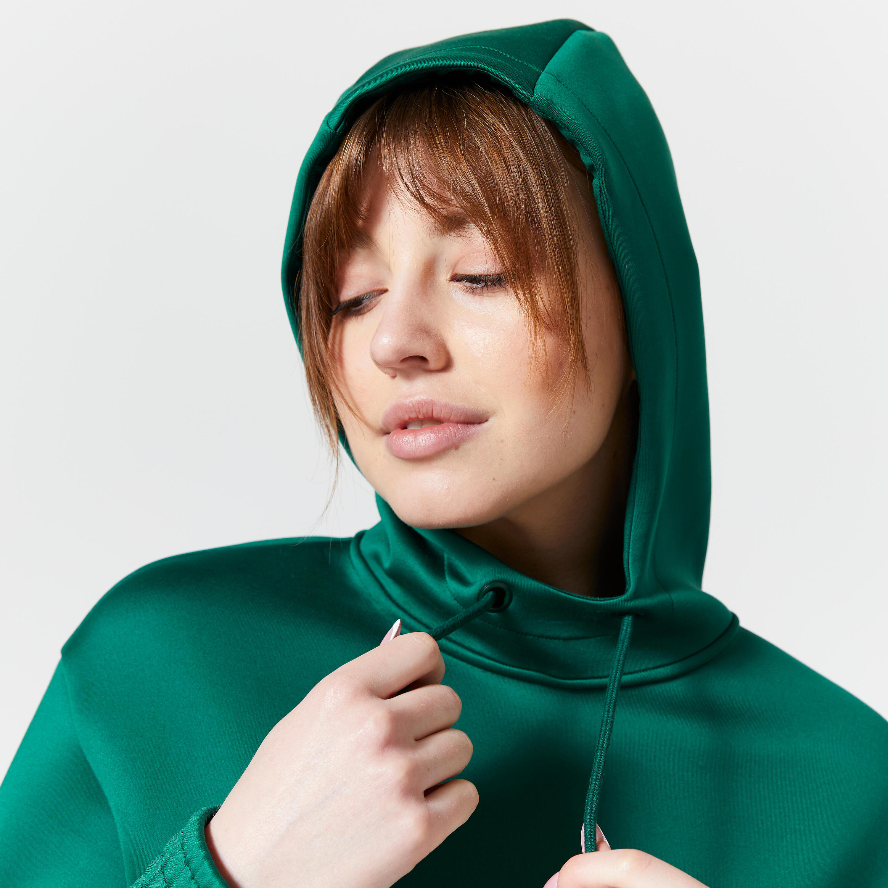 Sweat à capuche crop top Fitness Cardio Vert 3/7