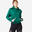 Felpa donna fitness 500 crop top traspirante con cappuccio verde