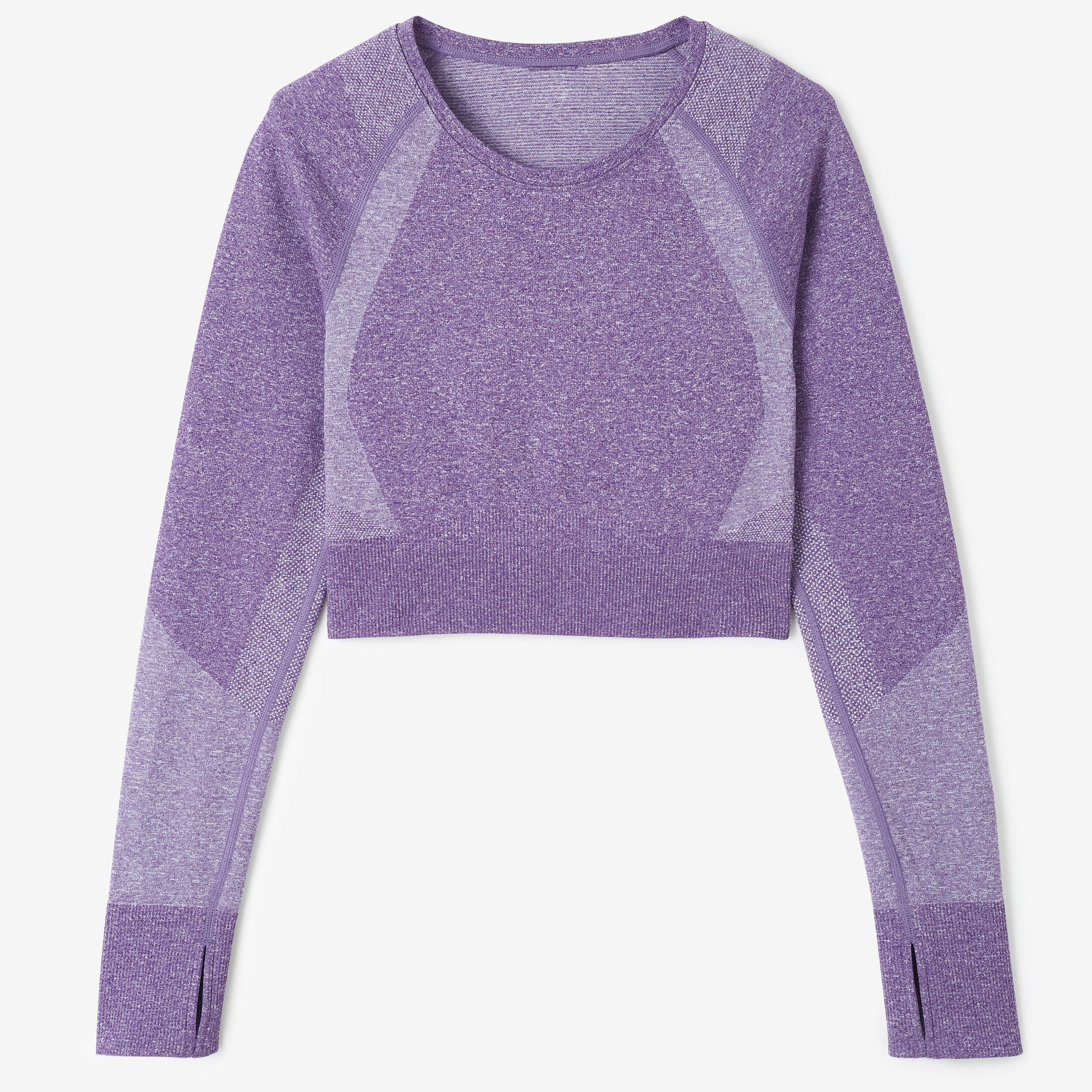 Camiseta Crop-Top Fitness Violeta Berenjena Manga Larga Sin Costuras 6/7