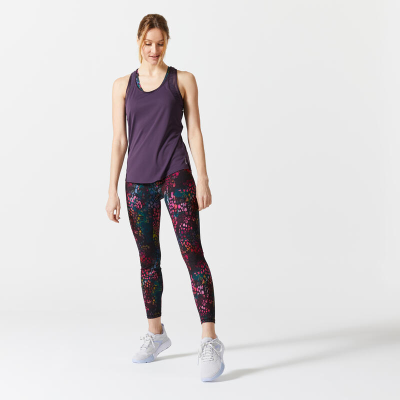 Débardeur dos-nageur Fitness Cardio femme Violet Aubergine