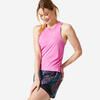 Camiseta sin Mangas Corta Bimaterial Holgada Fitness Cardio Mujer Estampado Rosa